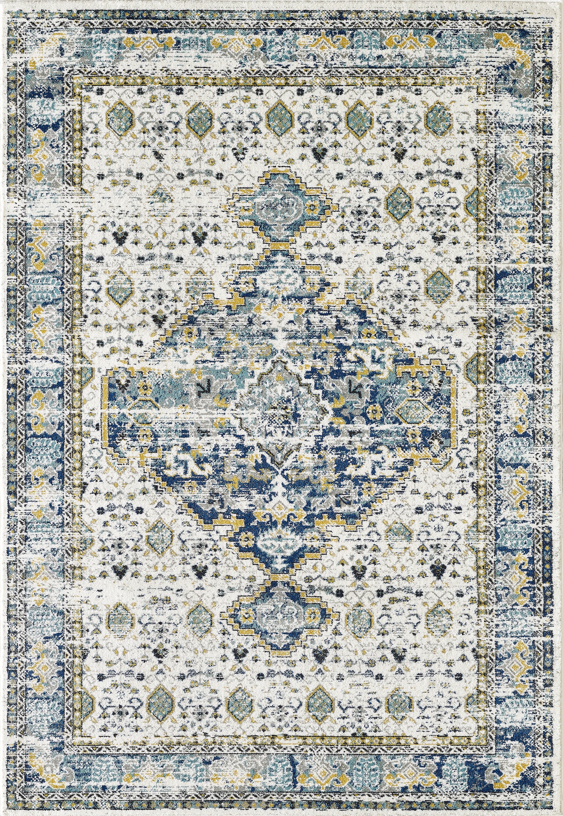 Traditional Medallion Blue and Ivory