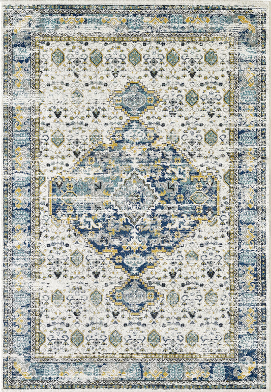 Traditional Medallion Blue and Ivory