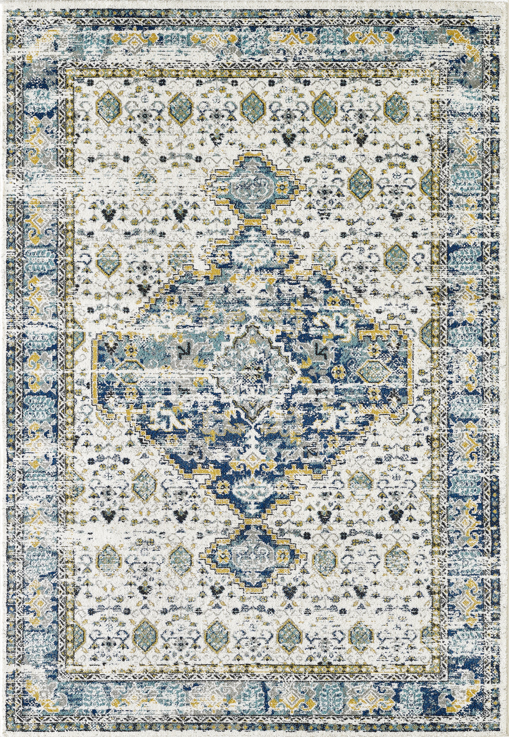 Traditional Medallion Blue and Ivory