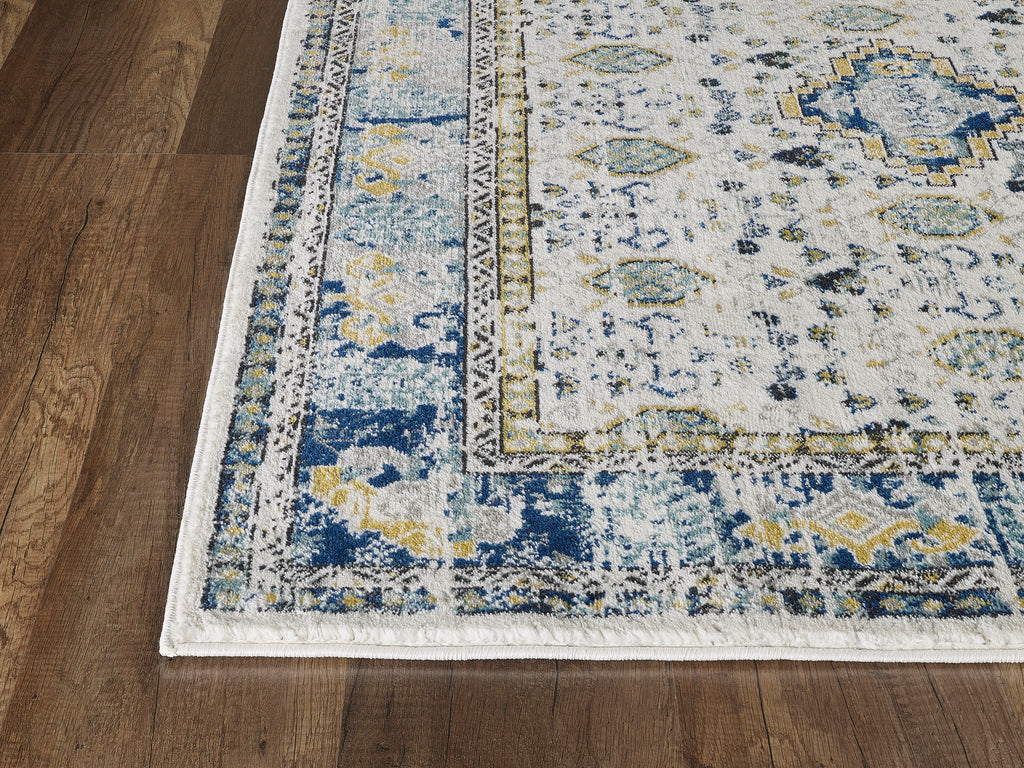 Traditional Medallion Blue and Ivory