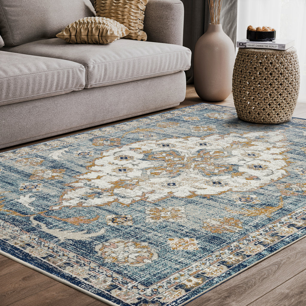 Traditional Medallion Blue and Orange