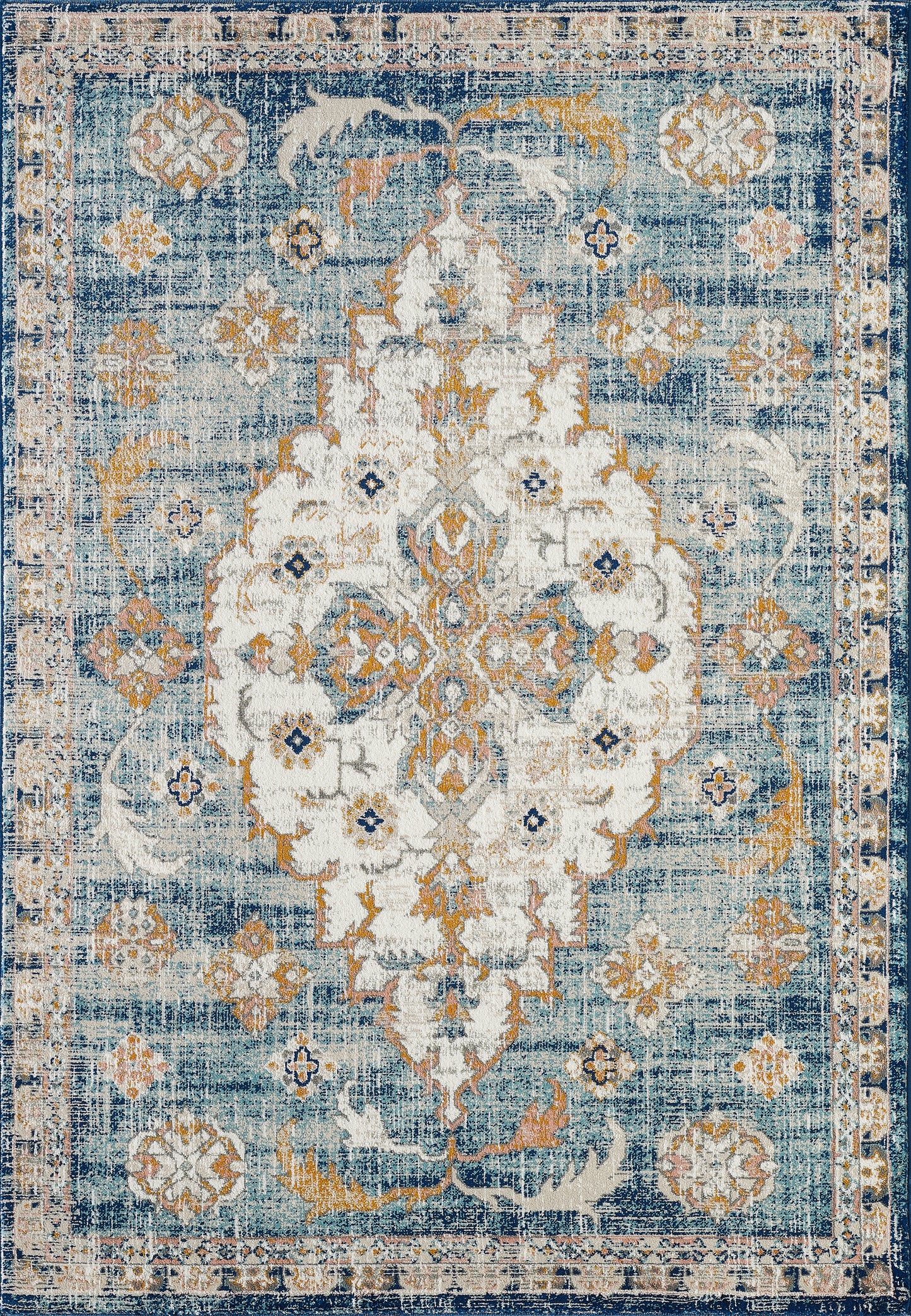 Traditional Medallion Blue and Orange