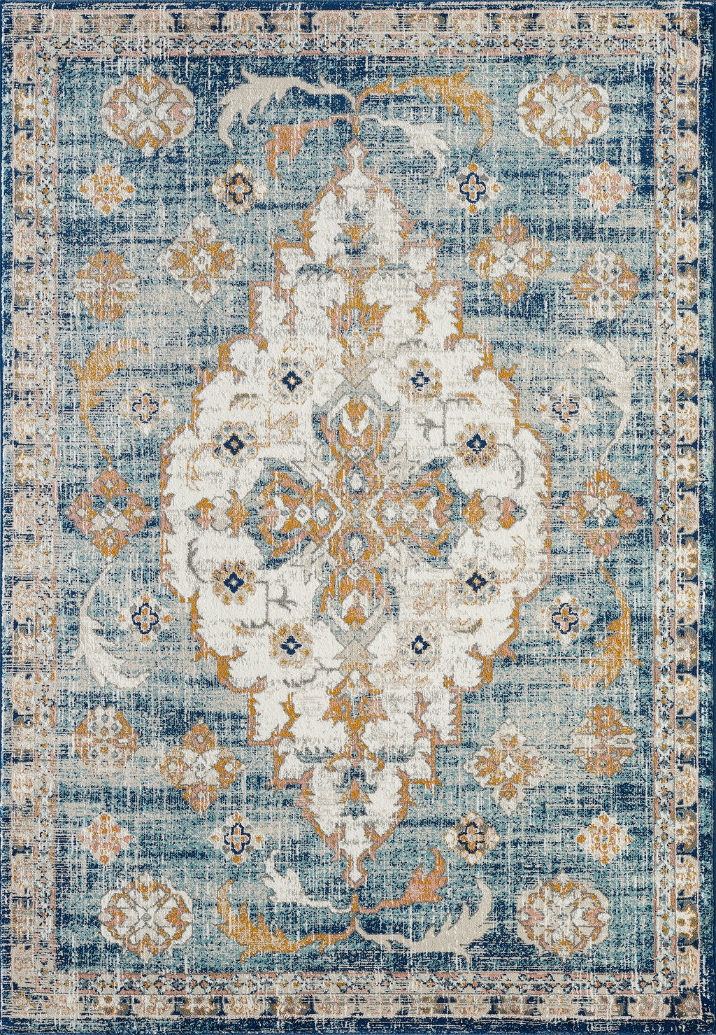 Traditional Medallion Blue and Orange