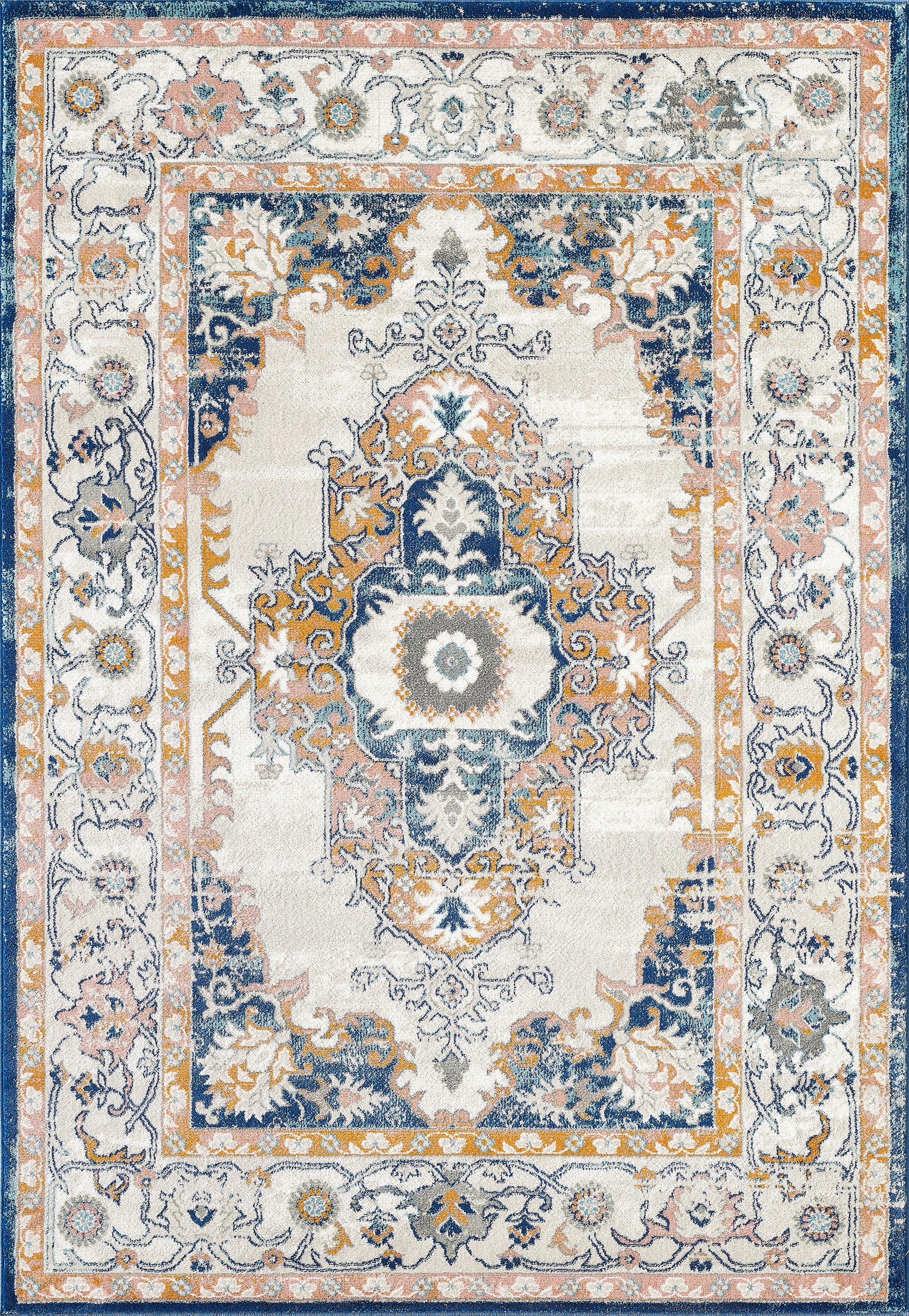 Traditional Vintage Ivory and Navy