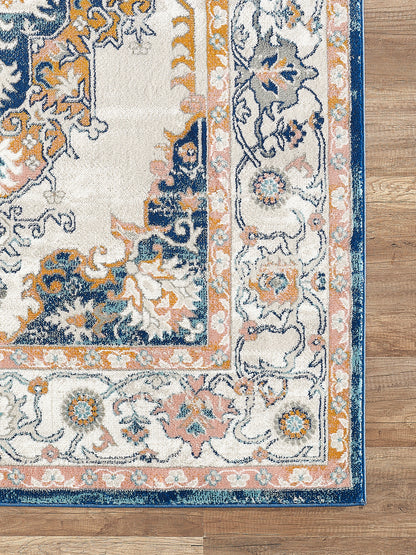 Traditional Vintage Ivory and Navy