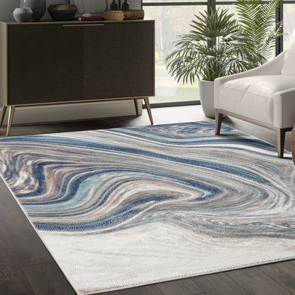 Blue Beige Liquid Marble