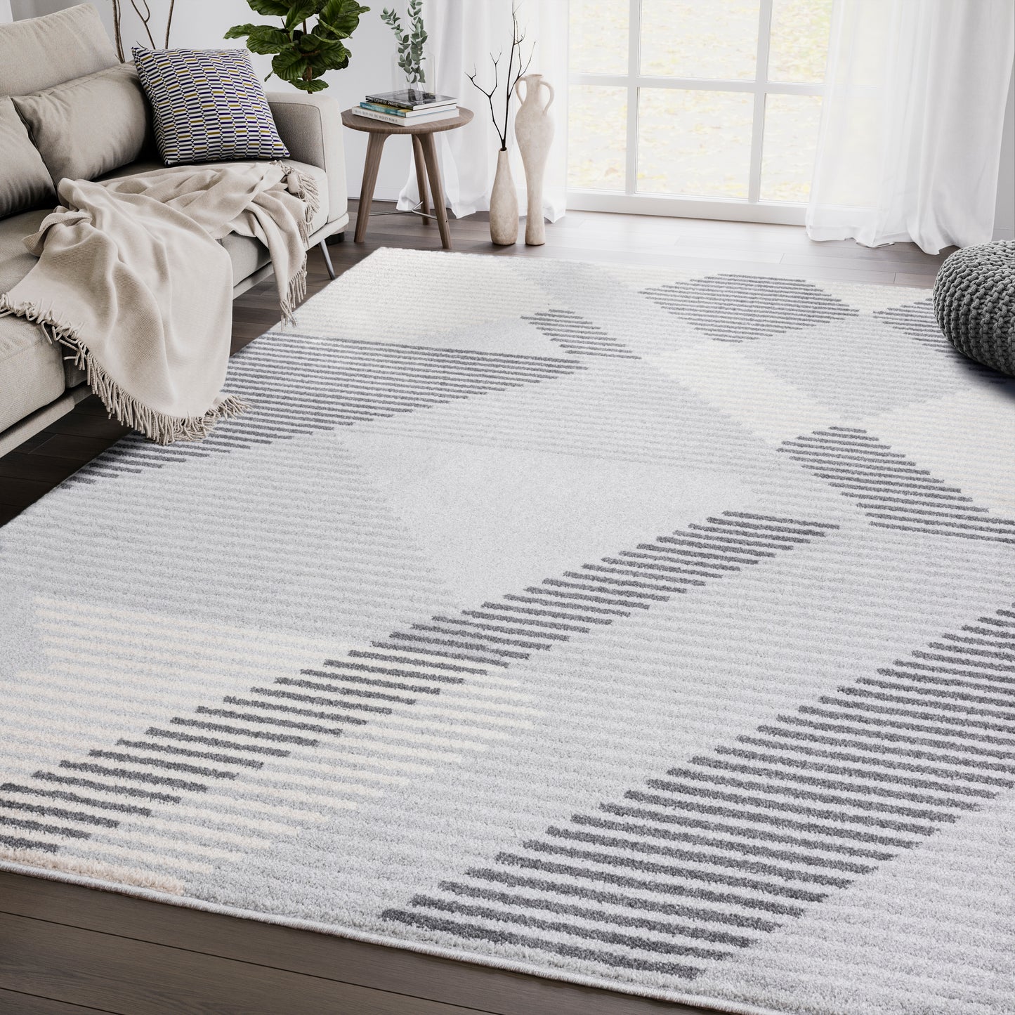 Beige Grey Multi Shape Abstract