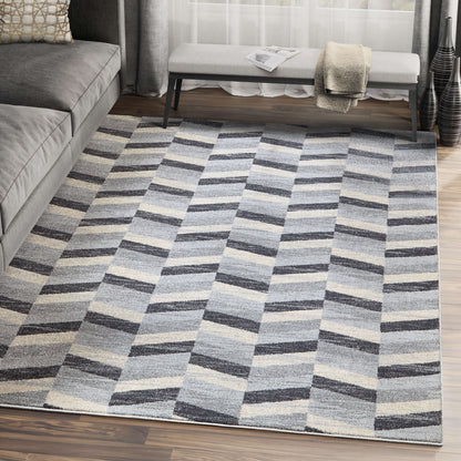 Beige Grey Chevron Geometric Modern