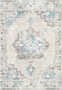 Traditional Distressed Ivory and Light Blue