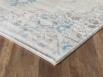 Traditional Distressed Ivory and Light Blue