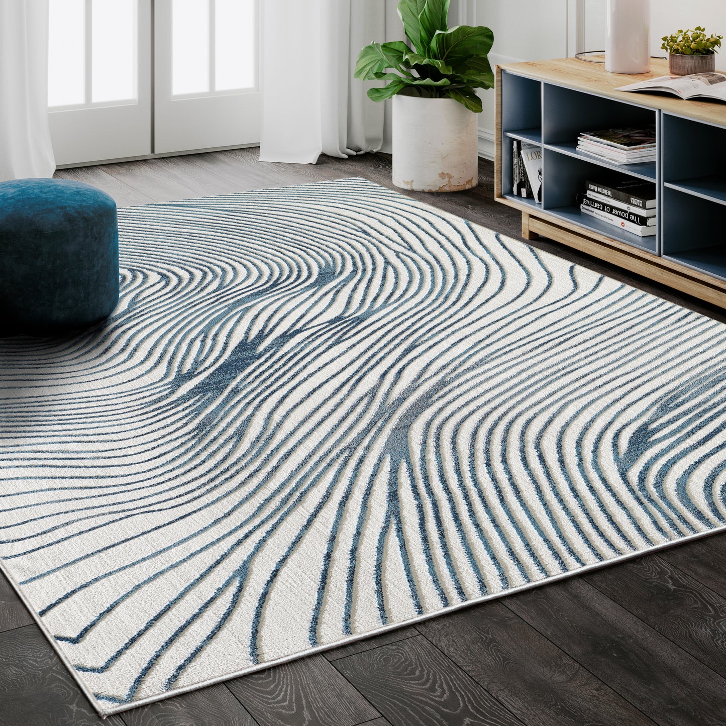 Modern Wave Blue and White