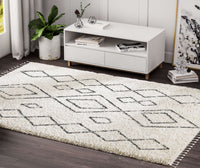 Moroccan Diamond Print Ivory and Grey