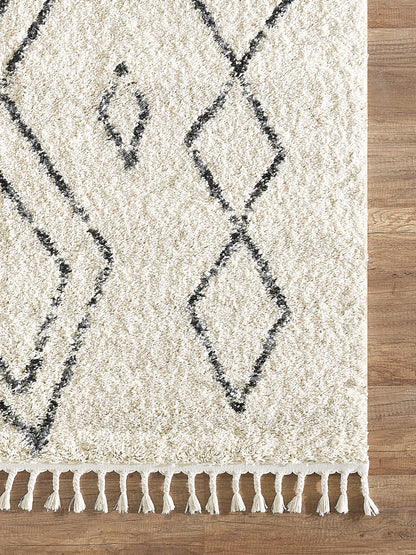 Moroccan Diamond Print Ivory and Grey