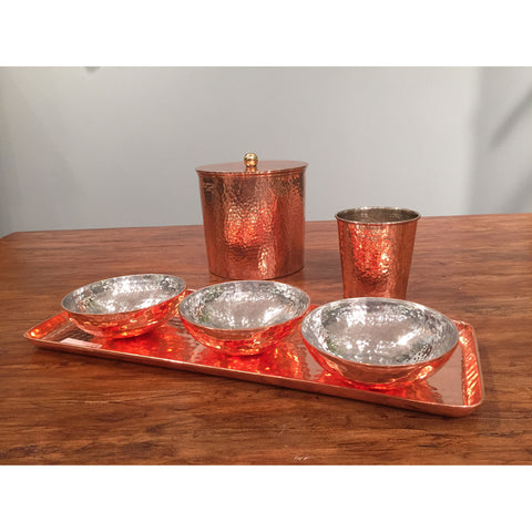 Copper (3) Bowls with (1) Tray