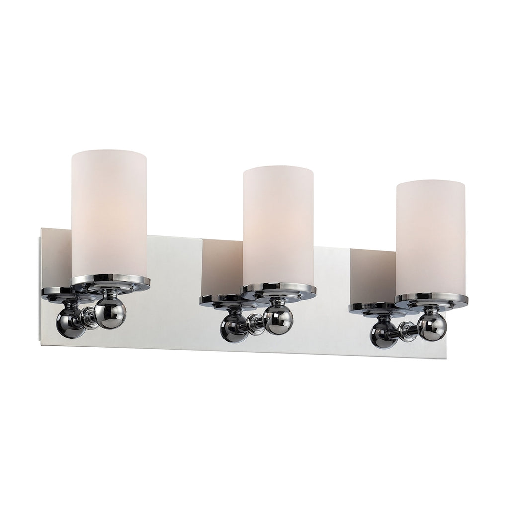 Adam 3-Light Vanity Lamp in Chrome with White Opal Glass