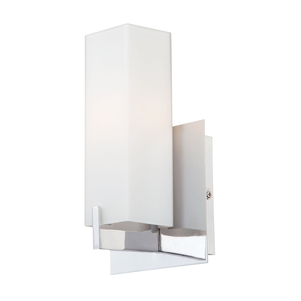 Moderno 1-Light Wall Lamp in Chrome with Rectangular White Opal Glass