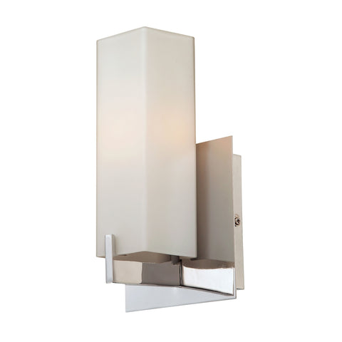 Moderno 1-Light Wall Lamp in Matte Satin Nickel with Rectangular White Opal Glass