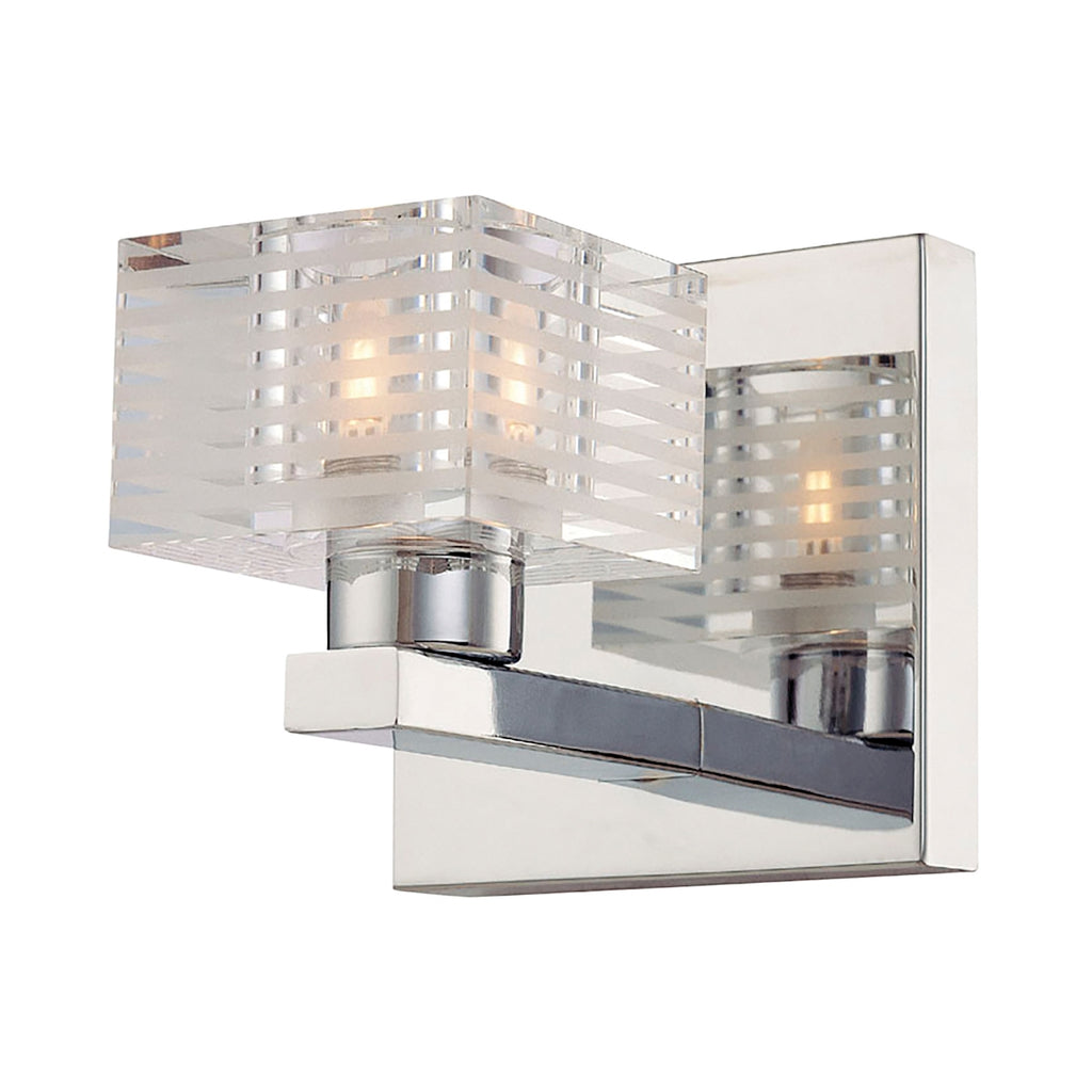 Quatra 1-Light Vanity Lamp in Chrome with Clear and Frosted Glass