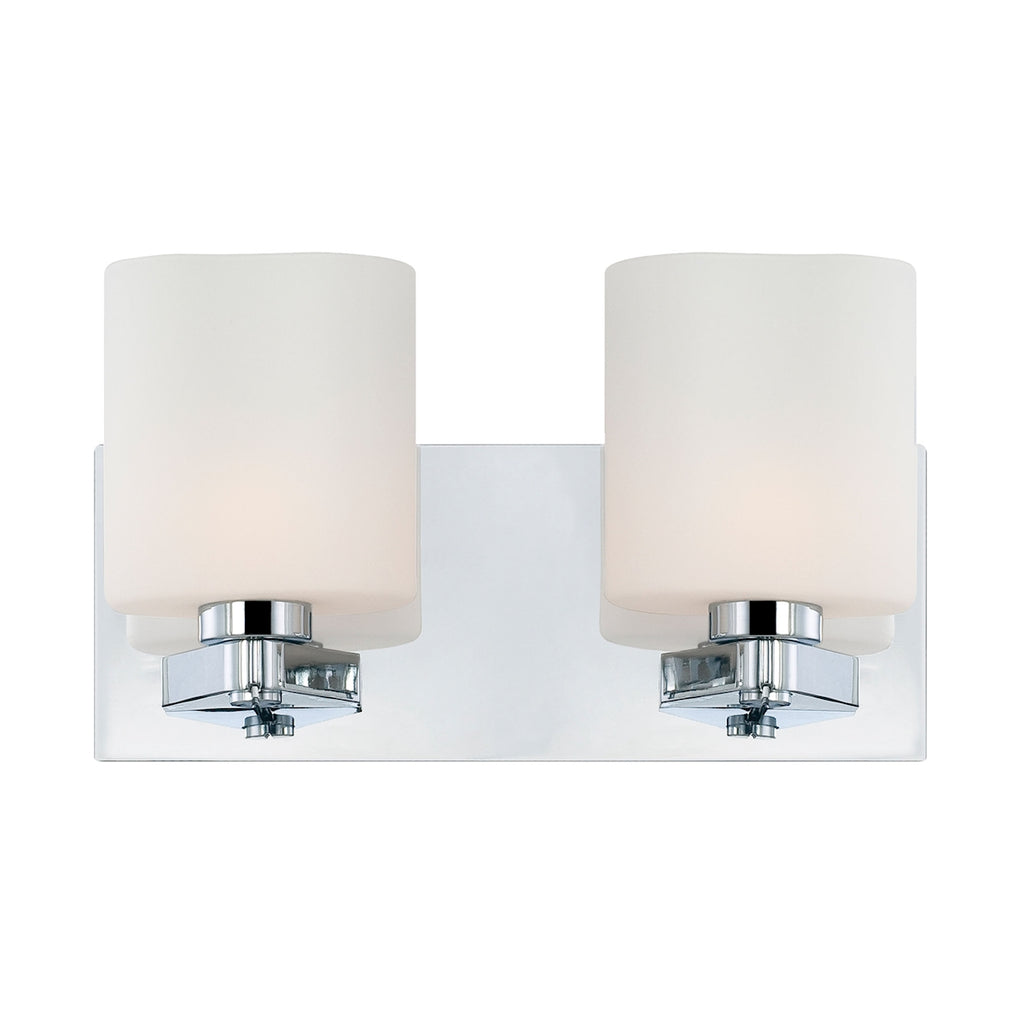 Embro 2-Light Vanity Lamp in Chrome with Oval White Opal Glass