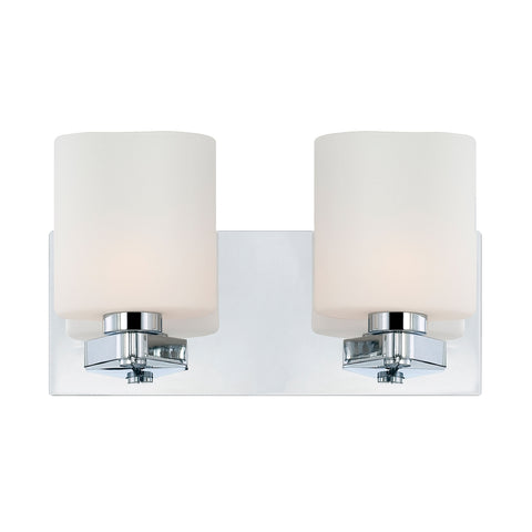 Embro 2-Light Vanity Lamp in Chrome with Oval White Opal Glass