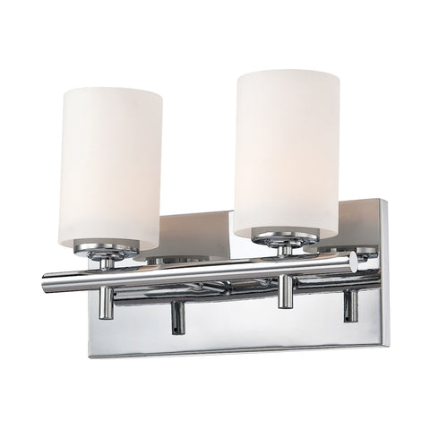 Barro 2-Light Vanity Lamp in Chrome with White Opal Glass