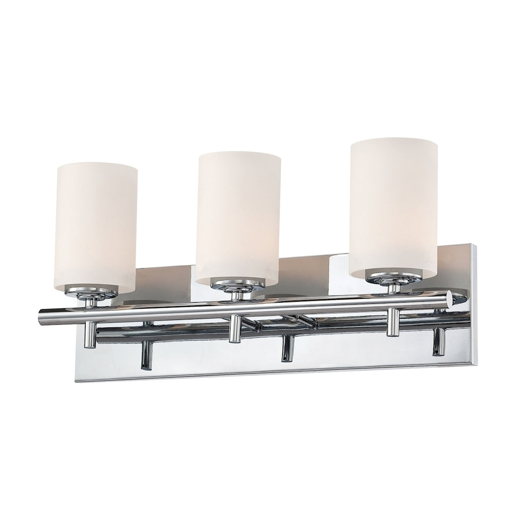 Barro 3-Light Vanity Lamp in Chrome with White Opal Glass