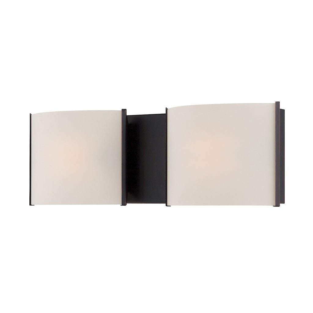 Pandora 2-Light Vanity Sconce in Oil Rubbed Bronze with White Opal Glass