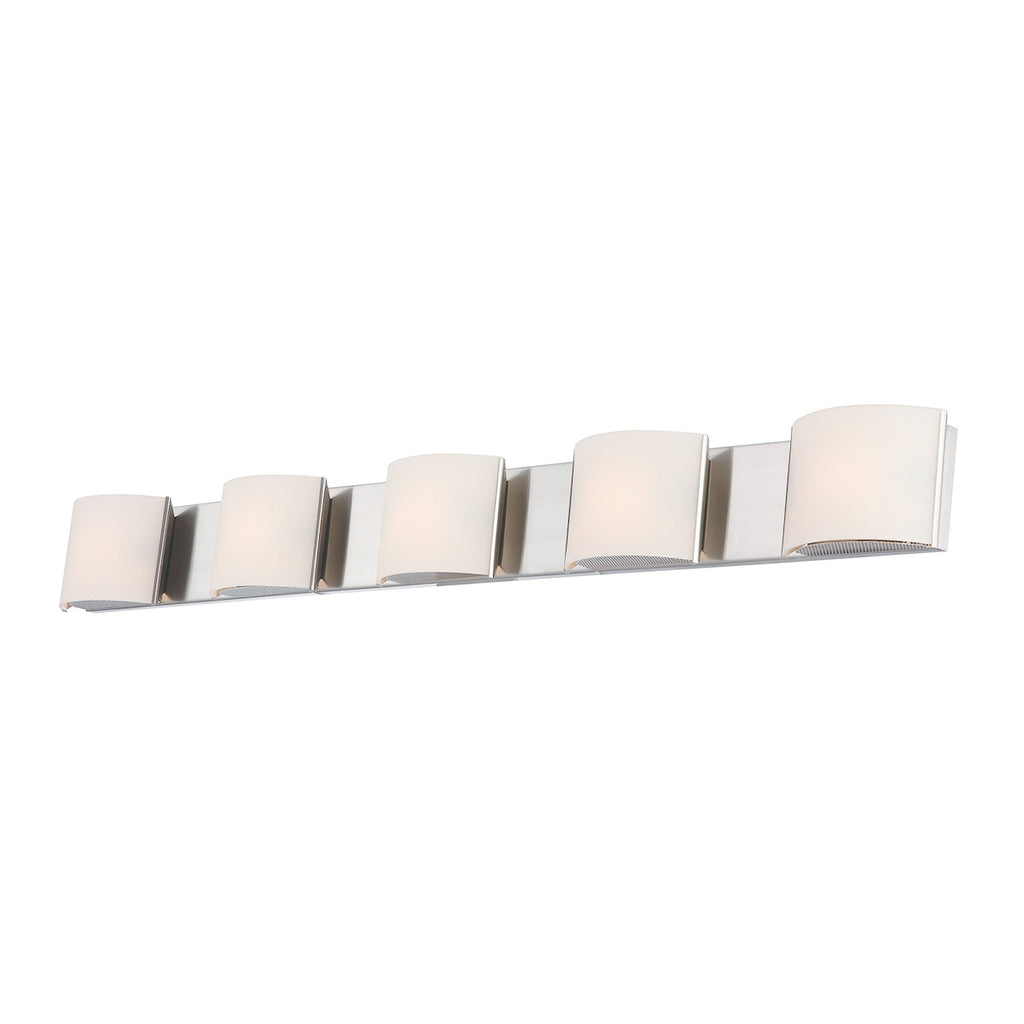 Pandora 5-Light Vanity Sconce in Chrome with White Opal Glass
