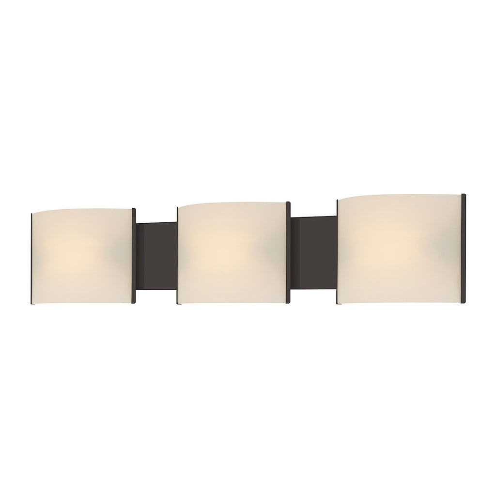 Pannelli 3-Light Vanity Sconce in Oil Rubbed Bronze with Hand-formed White Opal Glass