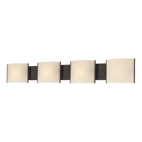 Pannelli 4-Light Vanity Sconce in Oil Rubbed Bronze with Hand-formed White Opal Glass