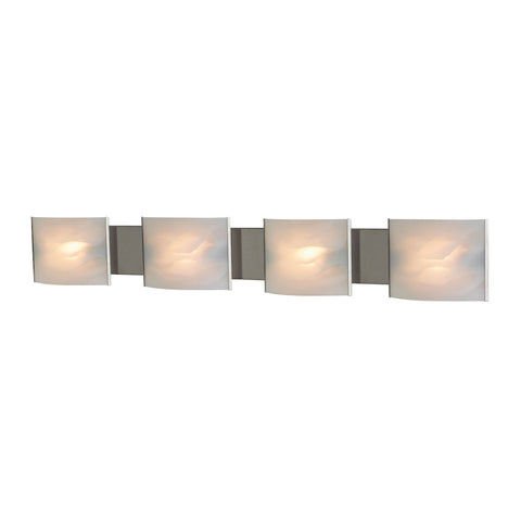 Pannelli 4-Light Vanity Sconce in Stainless Steel with Hand-formed White Alabaster Glass