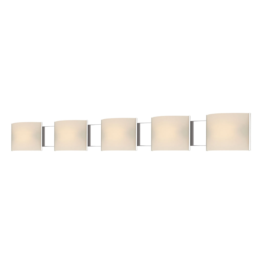 Pannelli 5-Light Vanity Sconce in Chrome with Hand-formed White Opal Glass