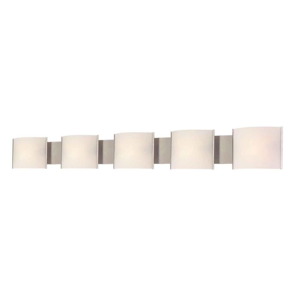 Pannelli 5-Light Vanity Sconce in Stainless Steel with Hand-formed White Opal Glass
