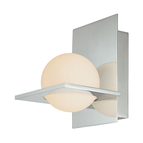 Orbit Single Lamp Vanity with White Opal Round Glass and Chrome Finish