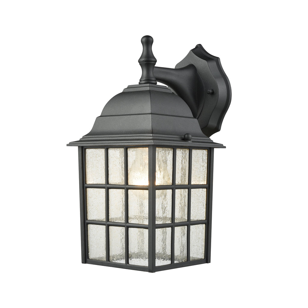 Holton 1 Light Outdoor Wall Sconce In Satin Black With Seedy Glass