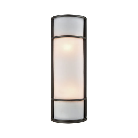 Bella Outdoor Wall Sconce In Oil Rubbed Bronze With A White Acrylic Diffuser