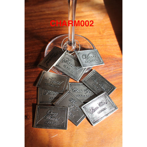 Rectangle Cheers Wine Charms
