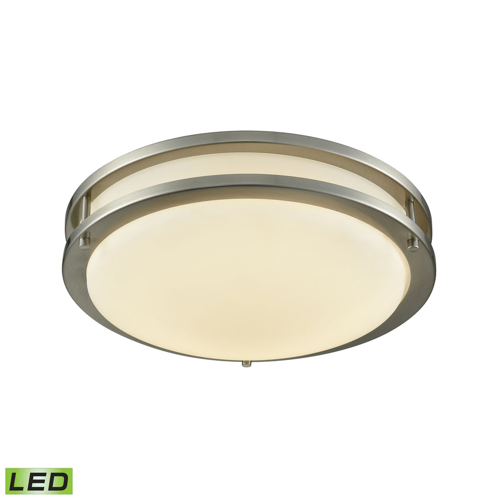 Clarion 11" LED Flush In Brushed Nickel With A White Acrylic Diffuser