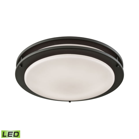 Clarion 15" LED Flush In Oil Rubbed Bronze With A White Acrylic Diffuser
