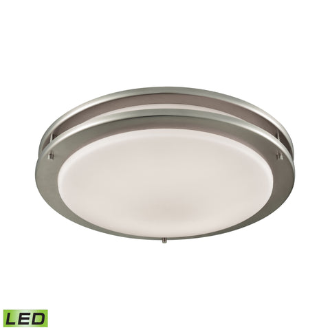 Clarion 15" LED Flush In Brushed Nickel With A White Acrylic Diffuser