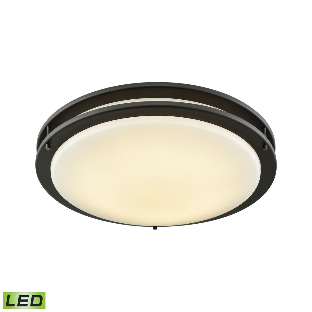Clarion 18" LED Flush In Oil Rubbed Bronze With A White Acrylic Diffuser