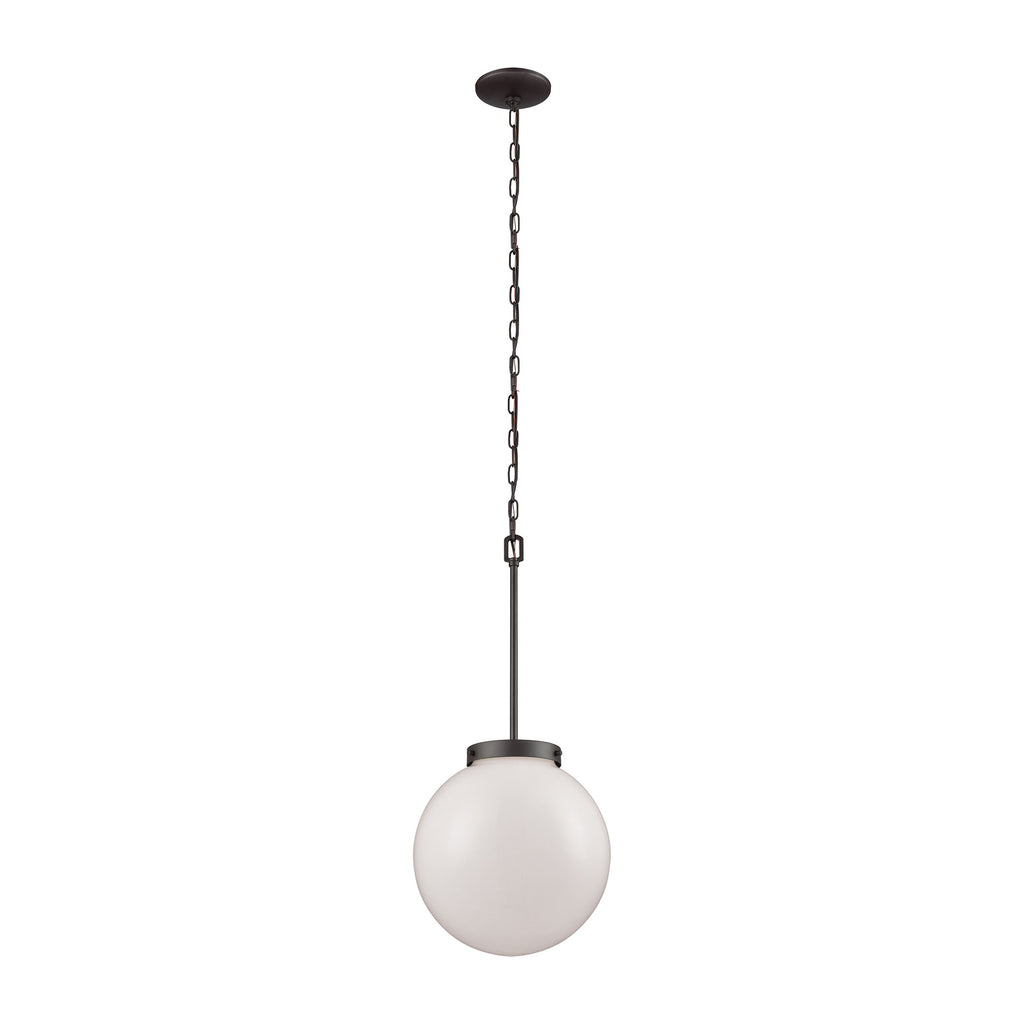 Beckett 1 Light Pendant In Oil Rubbed Bronze With Opal White Glass