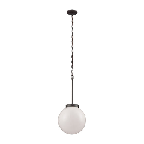Beckett 1 Light Pendant In Oil Rubbed Bronze With Opal White Glass