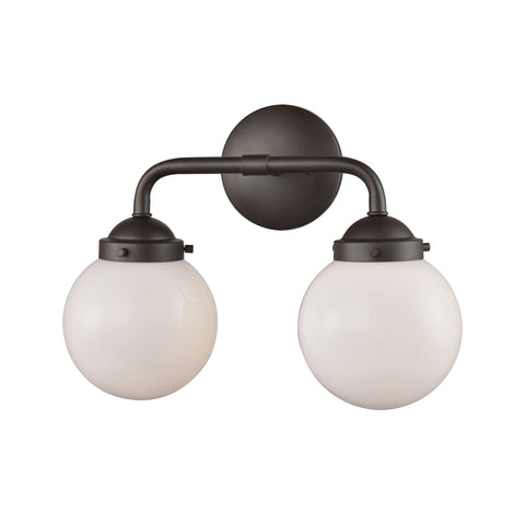 Beckett 2 Light Bath In Oil Rubbed Bronze And Opal White Glass