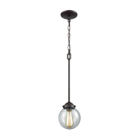 Beckett 1 Light Pendant In Oil Rubbed Bronze With Clear Glass