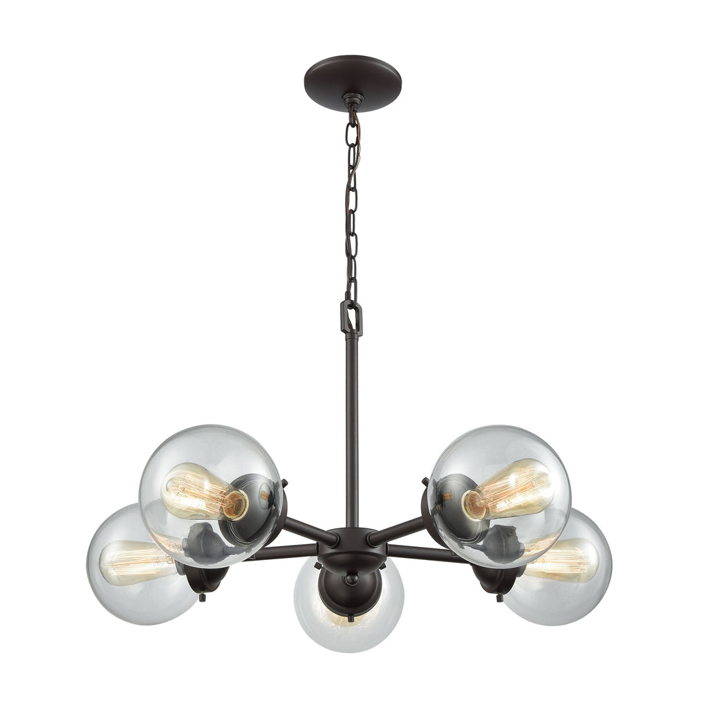 Beckett 5 Light Chandelier In Oil Rubbed Bronze With Clear Glass