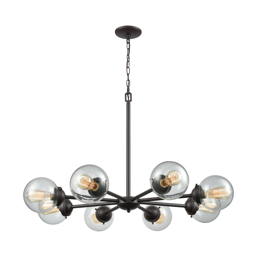 Beckett 8 Light Chandelier In Oil Rubbed Bronze With Clear Glass