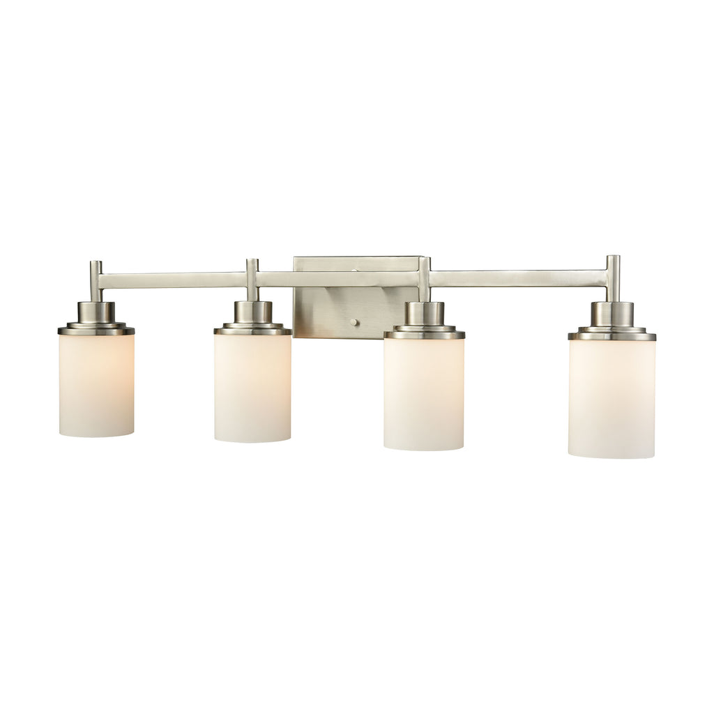 Belmar 4 Light Bath In Brushed Nickel With Opal White Glass