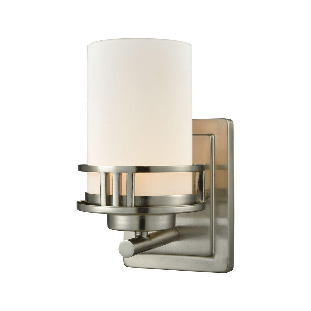 Ravendale 1 Light Bath In Brushed Nickel With Opal White Glass