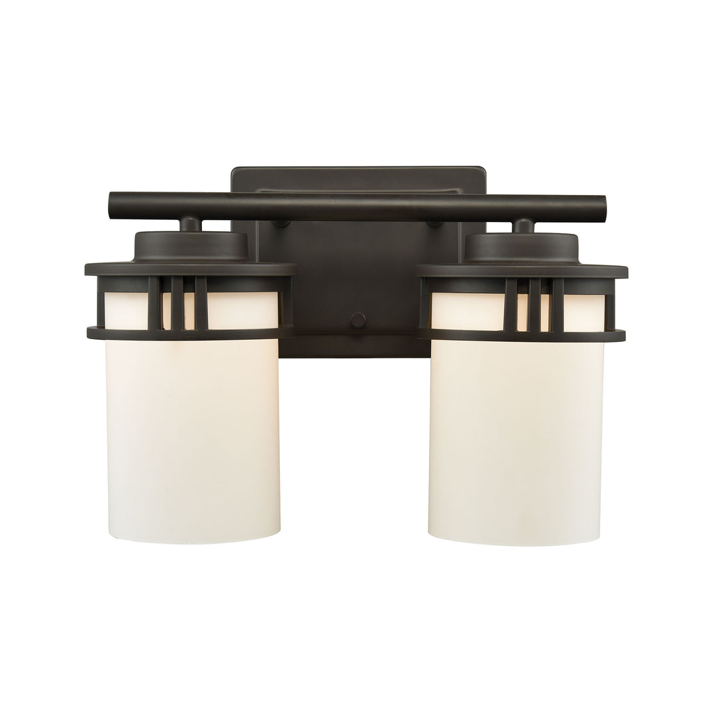 Ravendale 2 Light Bath In Oil Rubbed Bronze With Opal White Glass